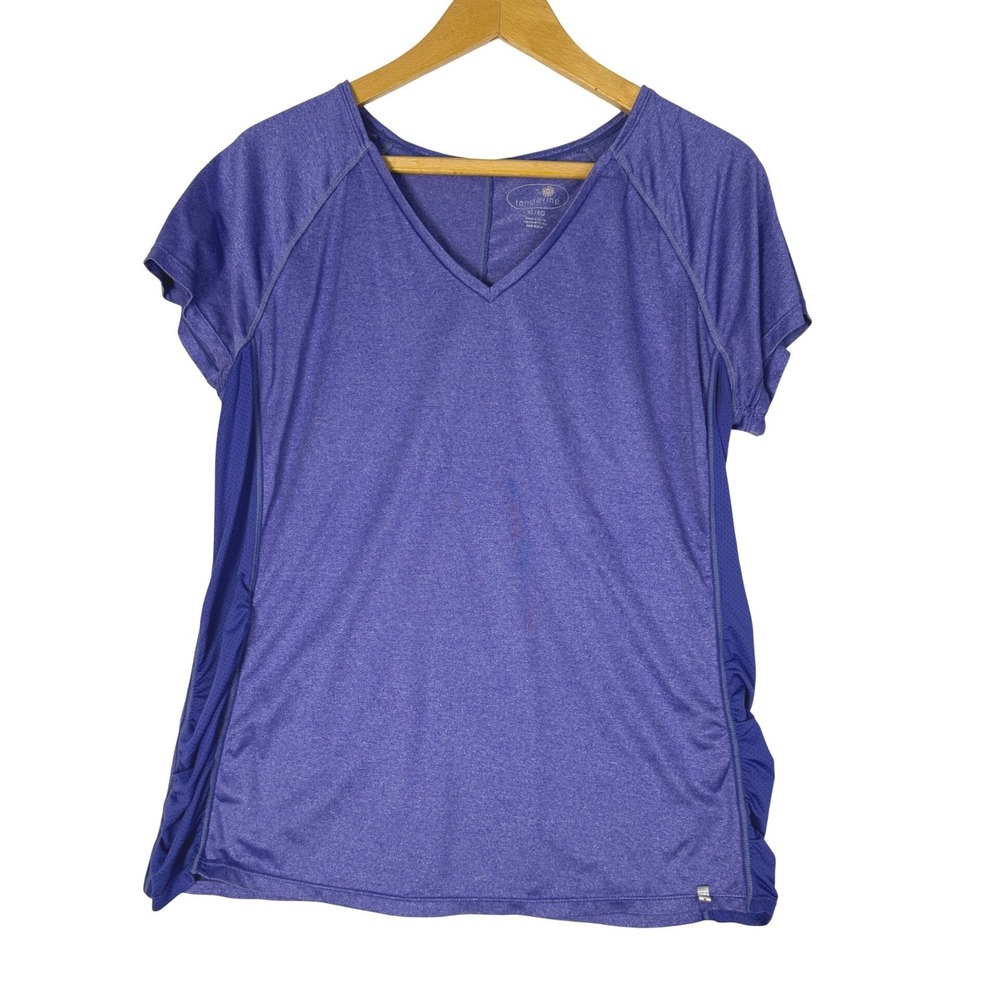 Tangerine Womens Purple Athletic V Neck Ruched Side‎ T Shirt Top Size XL